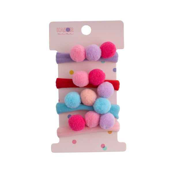 kaisercraft 4Pk Pom Pom Hair Tie Set - Multi