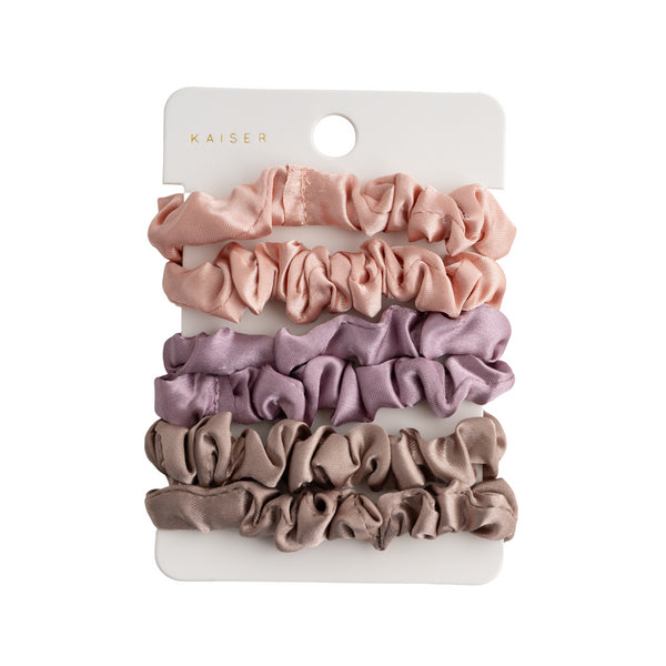 kaisercraft 6Pk Mini Satin Hair Ties - Mulberry