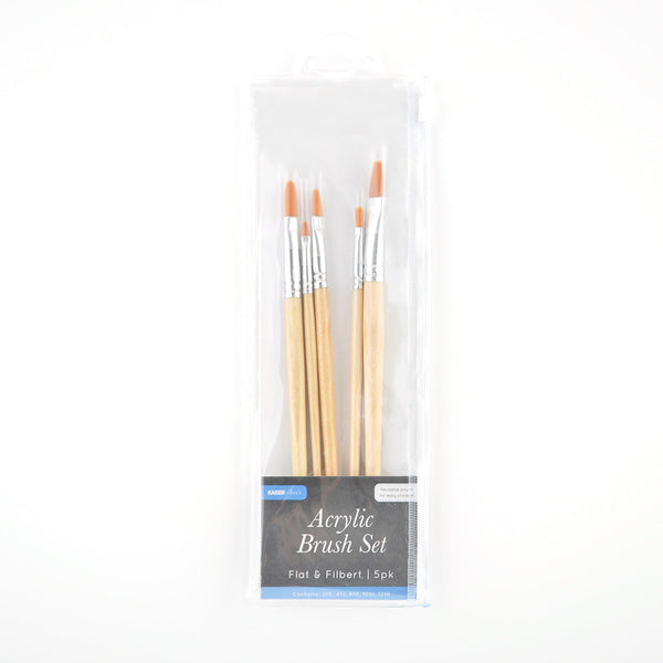 kaisercraft Acrylic Brushes Flat/Filbert 5pk