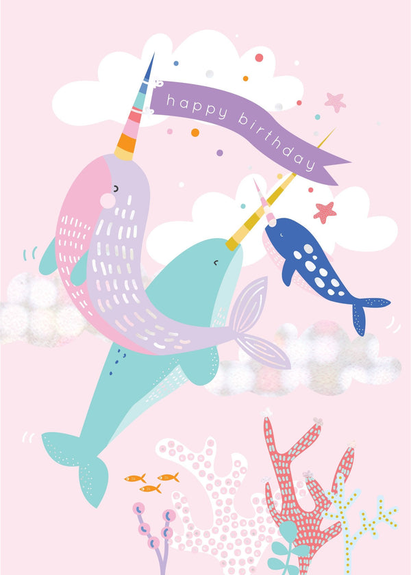 kaisercraft Birthday Card - Narwhals