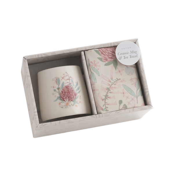 kaisercraft Ceramic Mug & Tea Towel Set - Waratah