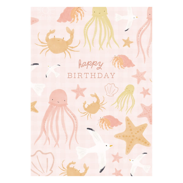 kaisercraft Greeting Card - Bubbles - Pink Sea Life