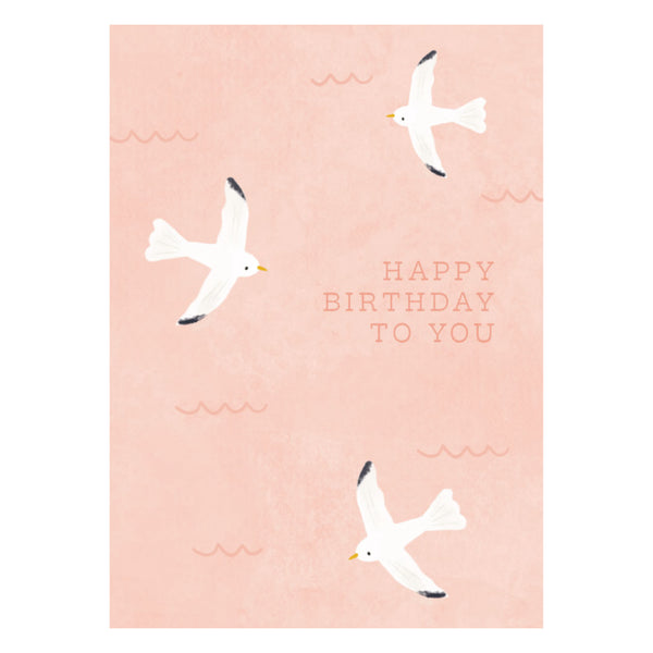 kaisercraft Greeting Card - Bubbles - Pink Seagulls