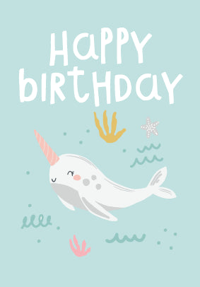 kaisercraft Greeting Card - WHITE NARWHAL