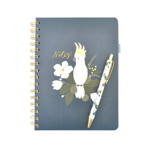 kaisercraft Hardcover Notebook With Pen - Cockatoo