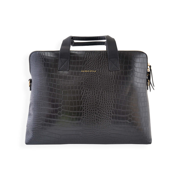 kaisercraft Laptop Tote Bag - Black Croc