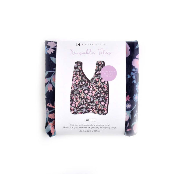 kaisercraft Large Reusable Tote - NAVY POSY