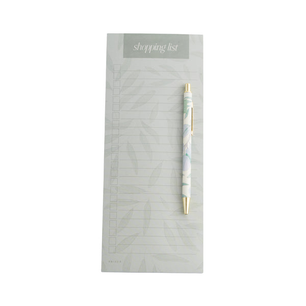 kaisercraft List Notepad With Pen - Green Leaves