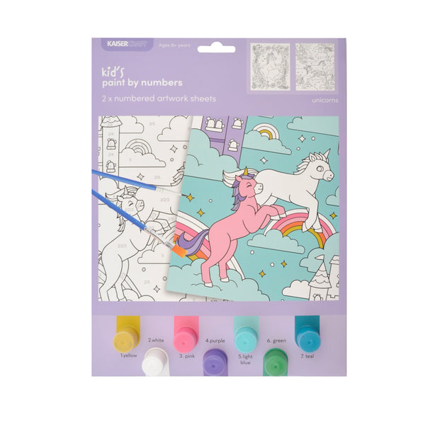 kaisercraft Paint By Numbers 2pk Sheets - Unicorns