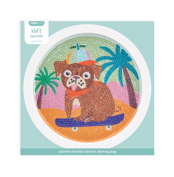 kaisercraft Sparkle Framed Canvas - Skating Pug