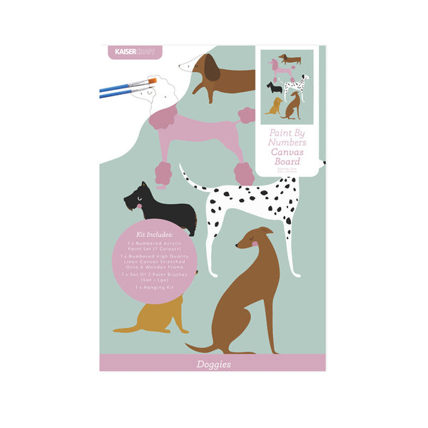 kaisercraft Paint By Numbers A4 Canvas Board - Doggies