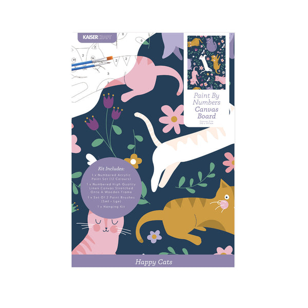 kaisercraft Paint By Numbers A4 Canvas Board - Happy Cats