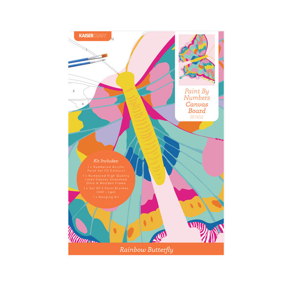 kaisercraft Paint By Numbers A4 Canvas Board - Rainbow Butterflies