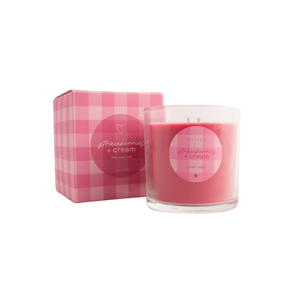 kaisercraft Sweethearts Large Candle - Strawberries & Cream