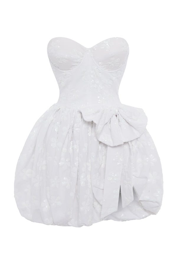 kalmanovich Cotton sequin embellished bustier-dress with a bow