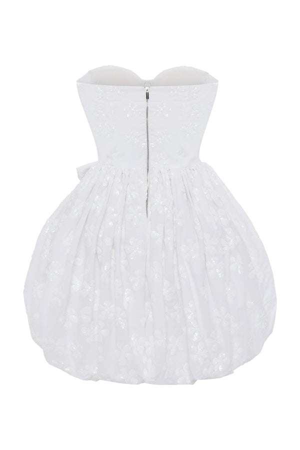 Kalmanovich Cotton Sequin Embellished Bustier-dress With A Bow