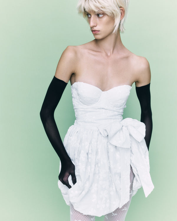 Kalmanovich Cotton Sequin Embellished Bustier-dress With A Bow