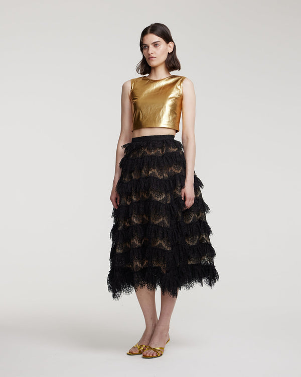 Kalmanovich Black Lace Midi Skirt