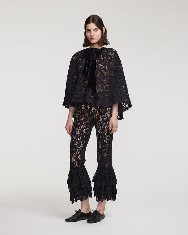 Kalmanovich Cord Lace Cape With Decorative Bow