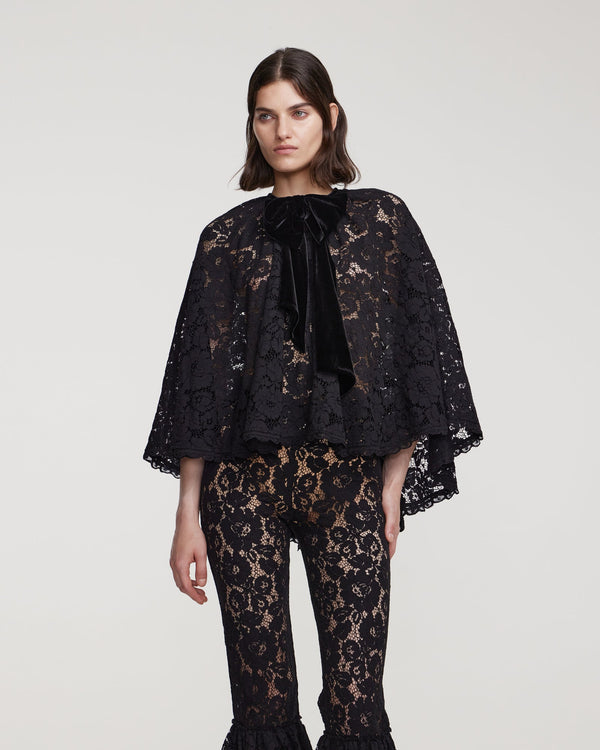 Kalmanovich Cord Lace Cape With Decorative Bow