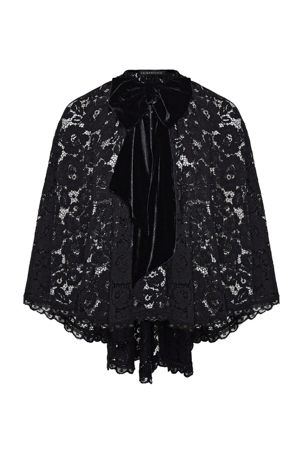 kalmanovich Cord lace cape with decorative bow