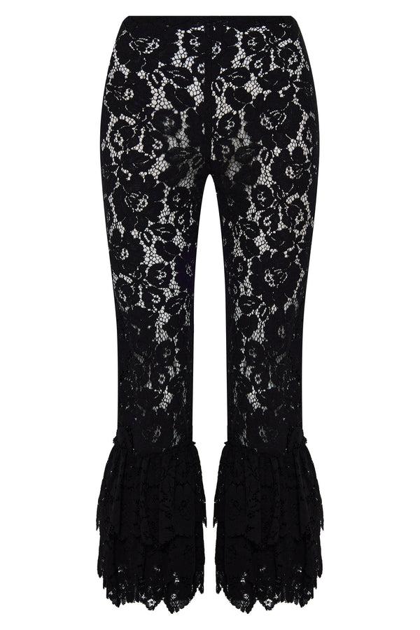 kalmanovich Cord lace trousers with ruffles