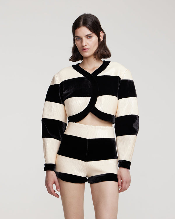 Kalmanovich Cropped Sequin And Velvet Jacket