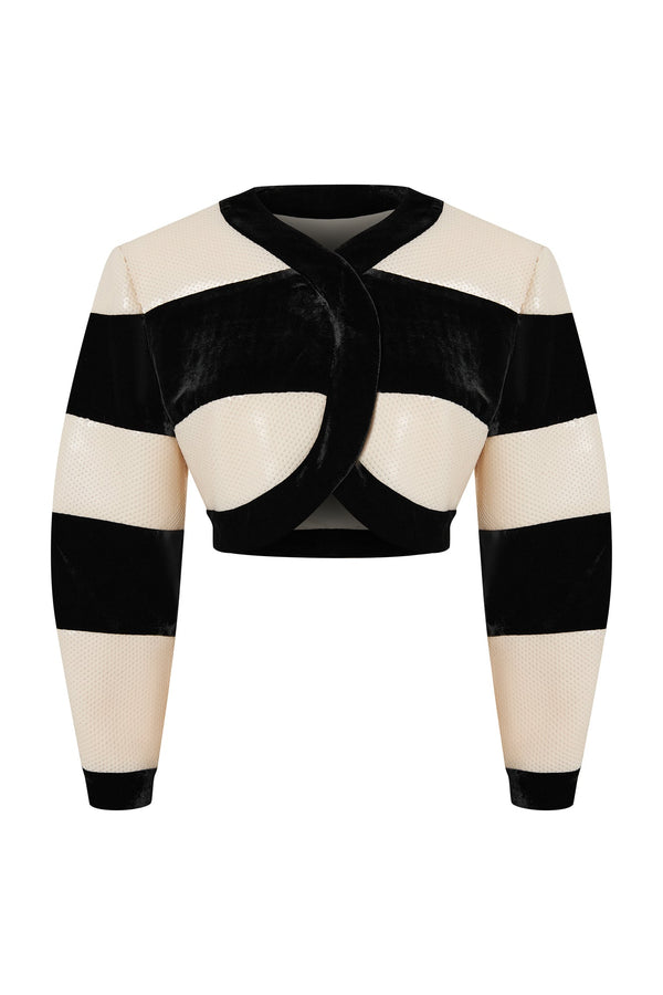 kalmanovich Cropped sequin and velvet jacket