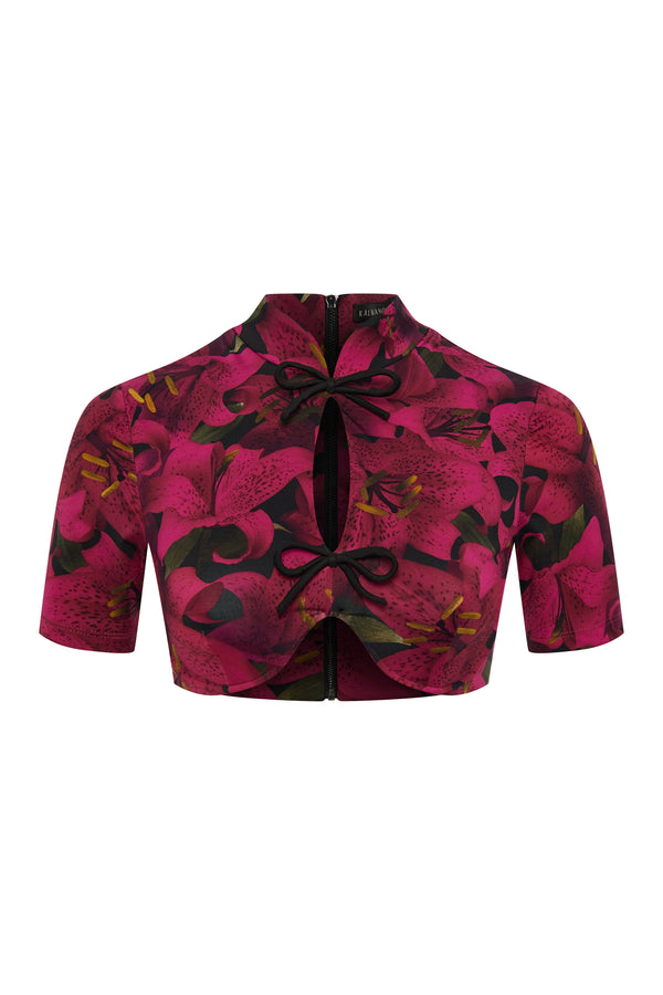 kalmanovich Floral crop-top with bows