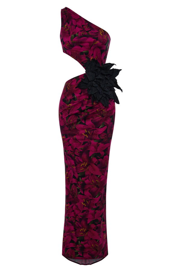 kalmanovich Floral gown with a decorative flower