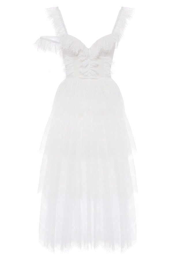kalmanovich Lace frilled dress