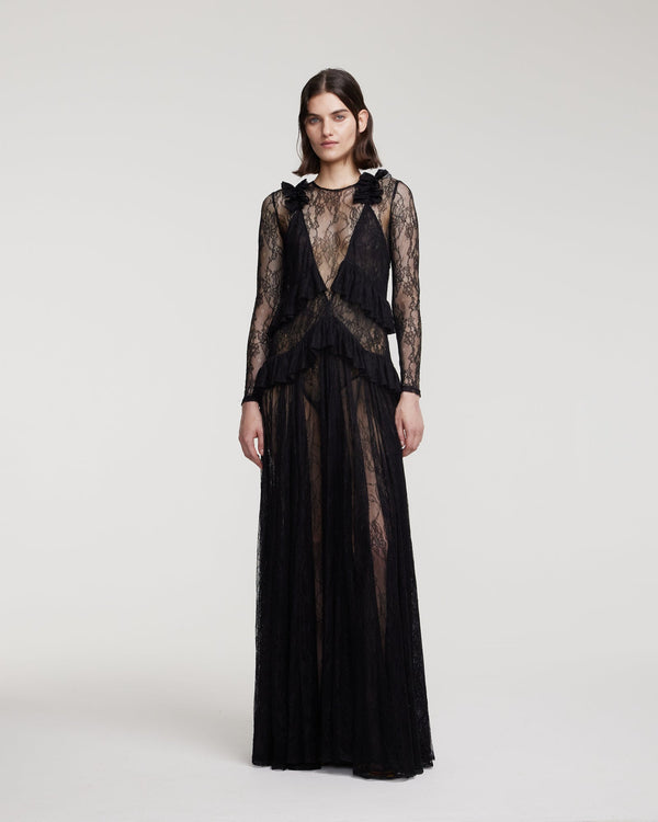 Kalmanovich Lace Maxi Dress With Ruffles