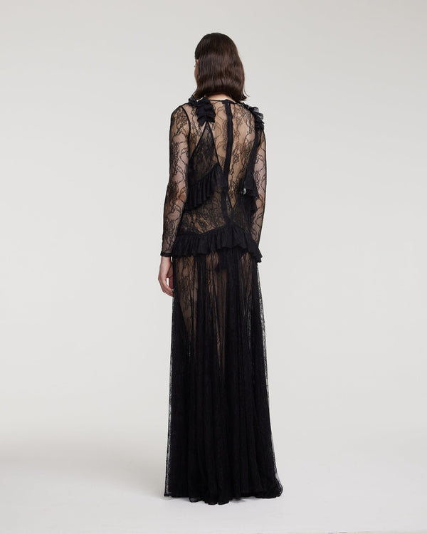 Kalmanovich Lace Maxi Dress With Ruffles