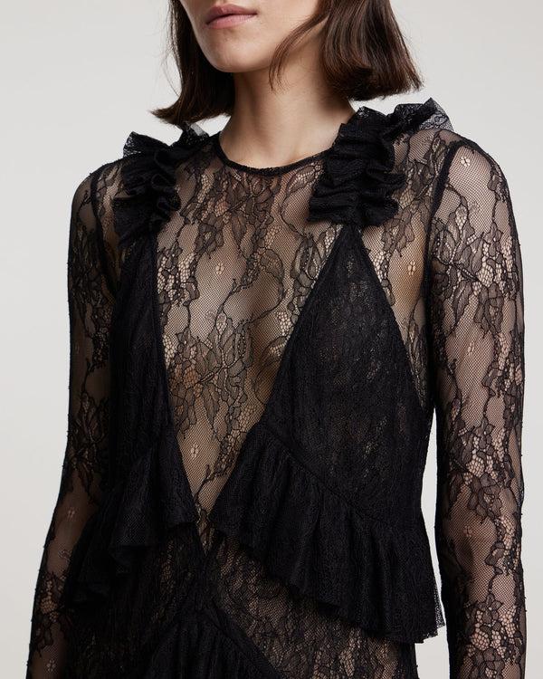 Kalmanovich Lace Maxi Dress With Ruffles