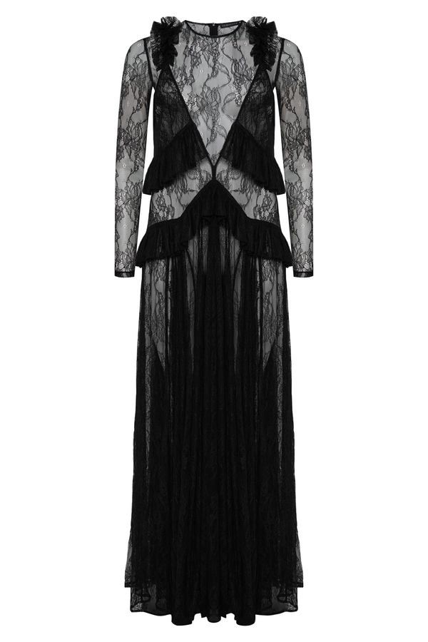 kalmanovich Lace maxi dress with ruffles