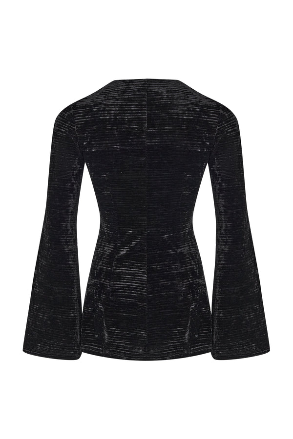 Kalmanovich Lace Up Top With Flare Sleeves