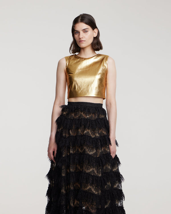 Kalmanovich Leather Crop Top