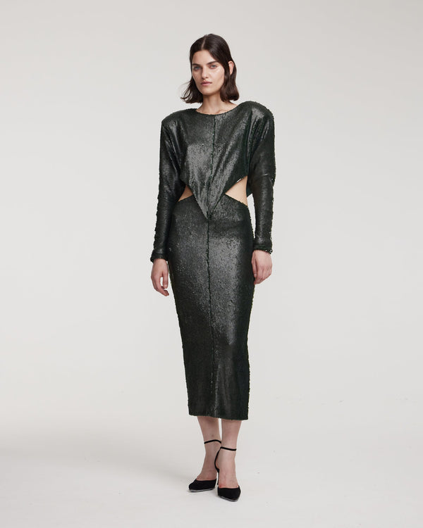 Kalmanovich Sequin Gown With Cutouts