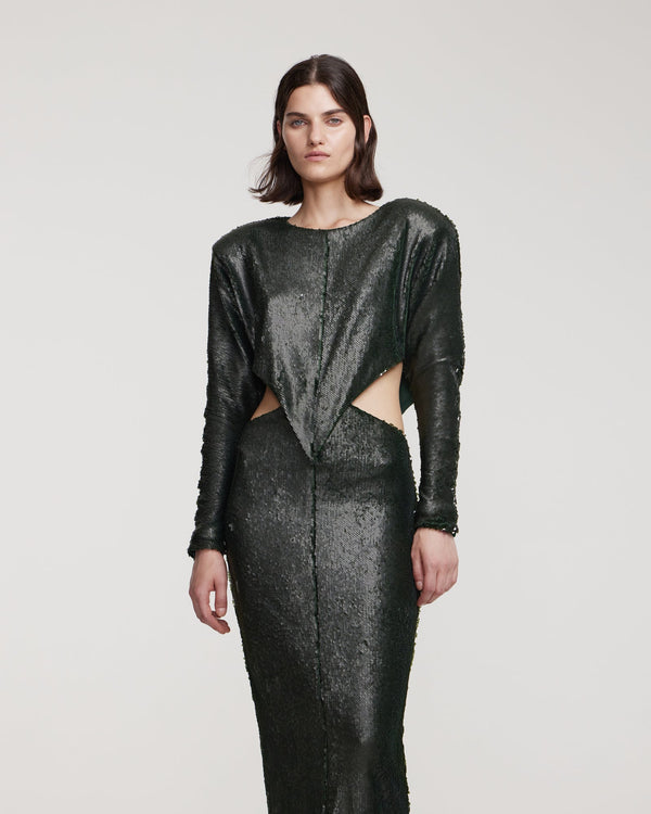 Kalmanovich Sequin Gown With Cutouts