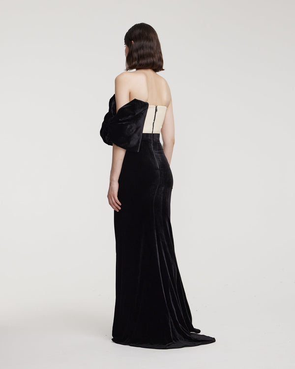 Kalmanovich Velvet Bustier Dress With Sequins
