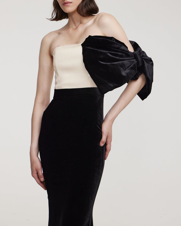Kalmanovich Velvet Bustier Dress With Sequins