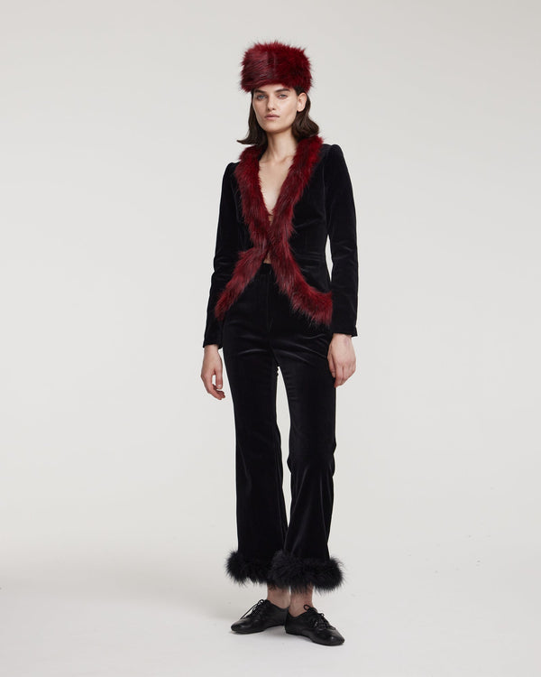 Kalmanovich Velvet Jacket With Faux Fur Trim