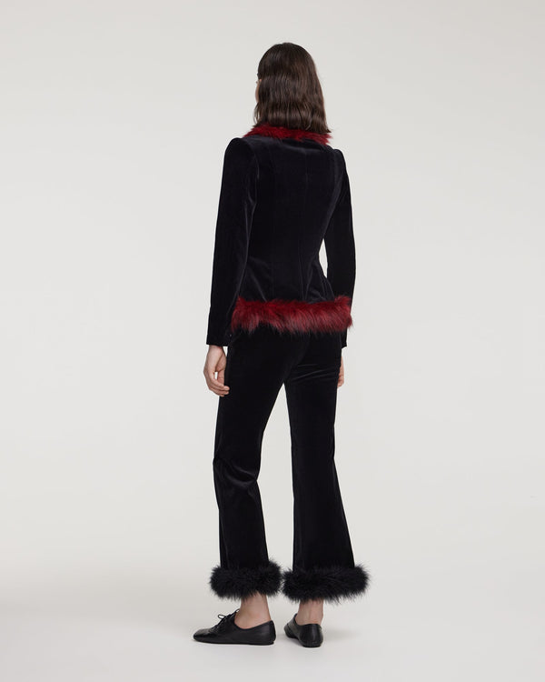 Kalmanovich Velvet Jacket With Faux Fur Trim