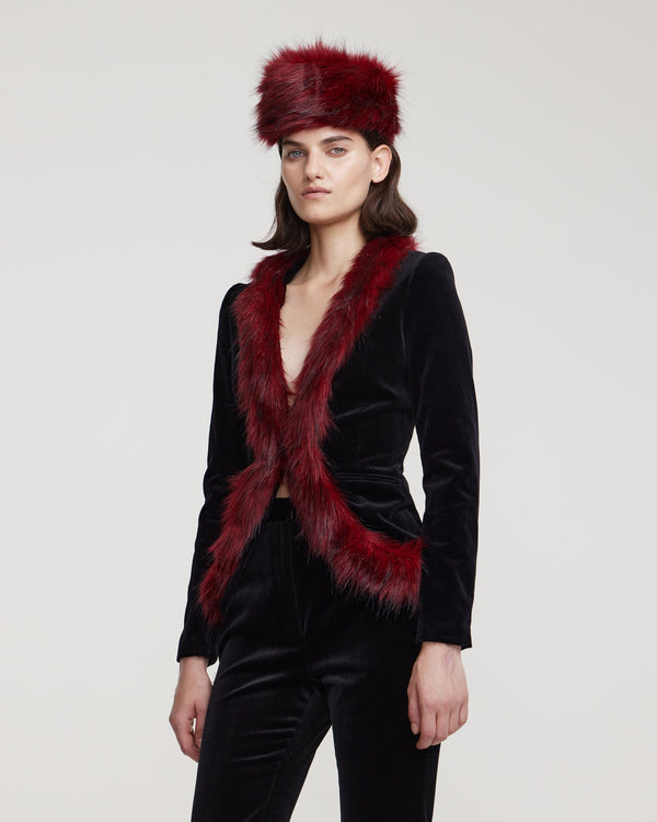 Kalmanovich Velvet Jacket With Faux Fur Trim