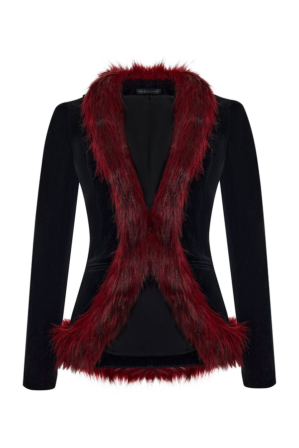 kalmanovich Velvet jacket with faux fur trim