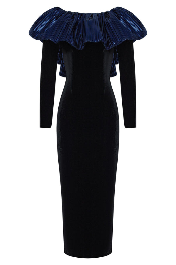 kalmanovich Velvet longsleeved dress with collar