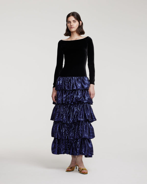 Kalmanovich Longsleeved Maxi Dress With Ruffled Skirt