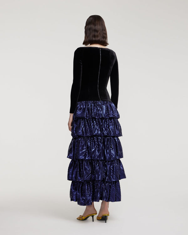 Kalmanovich Longsleeved Maxi Dress With Ruffled Skirt