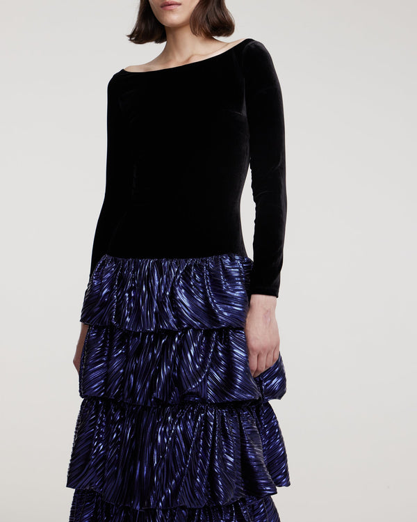 Kalmanovich Longsleeved Maxi Dress With Ruffled Skirt