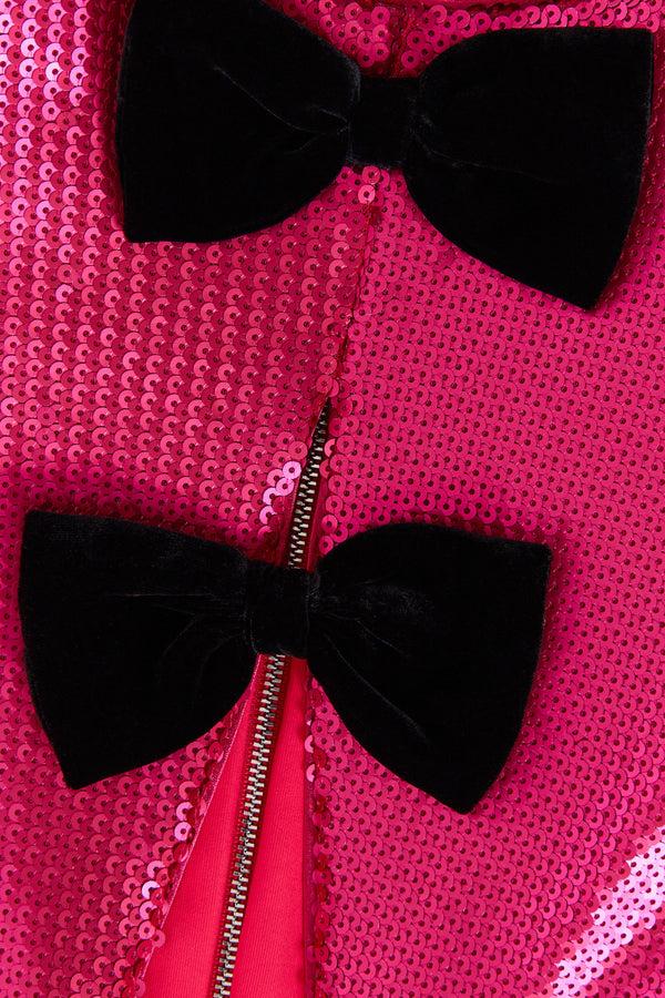 Kalmanovich Longsleeved Sequin Dress With Cutout And Bows